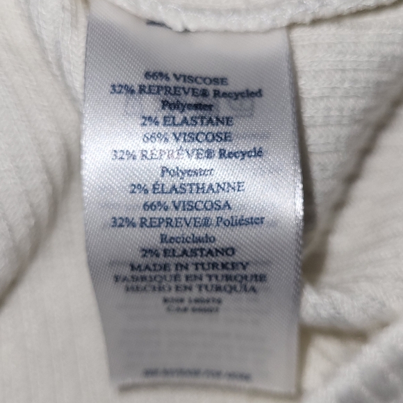 Faherty Ribbed Turtleneck Shirt Women's Size XL Egret 90s Minimalist - Picture 4 of 9